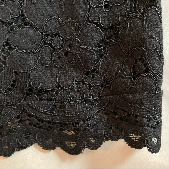 H&M Black Lace Bodycon Deep V-neck Mini Dress Long Sleeves (Size 14) - Picture 10 of 16